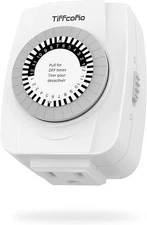 TiFFCOFiO 2-Pack Indoor Mechanical Outlet Timer 3-Prong 24-Hour ETL