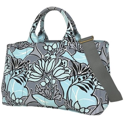PRADA Canapa 2way ショルダーバッグ PRADA Canapa tote Floral Pattern 2-Way Shoulder Bag Tote Bag