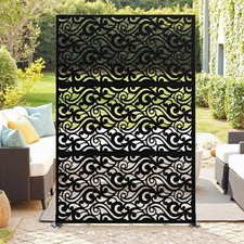 Decorative Garden Privacy Screen w/ Stand 183x120cm Metal Outdoor Divider Panel
