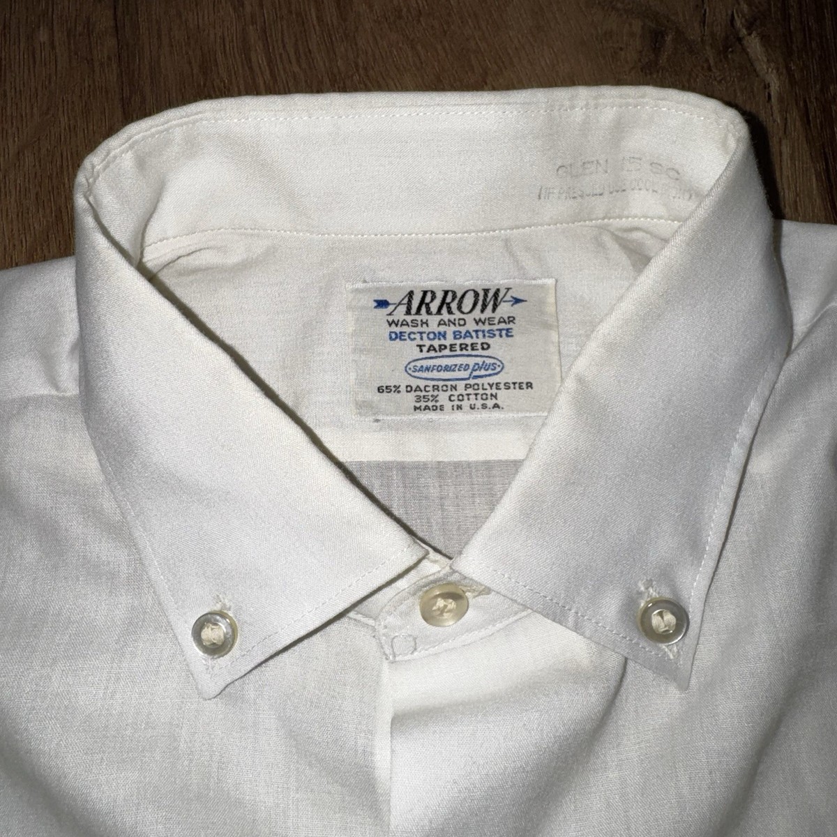Vtg 50s 60s Arrow Dress Shirt Mens Sanforized Wash & Wear USA Made