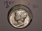 1944-D MERCURY DIME AU BU POPULAR DATE SHIPS FREE