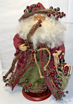 Tina Mitchell Santa The Santas Figurine 12  Wine Bottle Garland Holiday on Stand