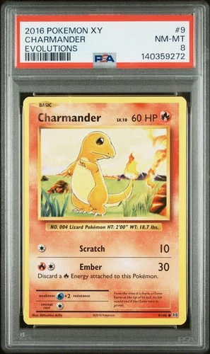 2016 POKEMON XY EVOLUTIONS #9 CHARMANDER PSA 8