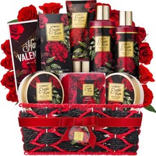 Valentine's Day Gift Basket for Her - Exotic Rose  Spa Bath  17 Piece Set