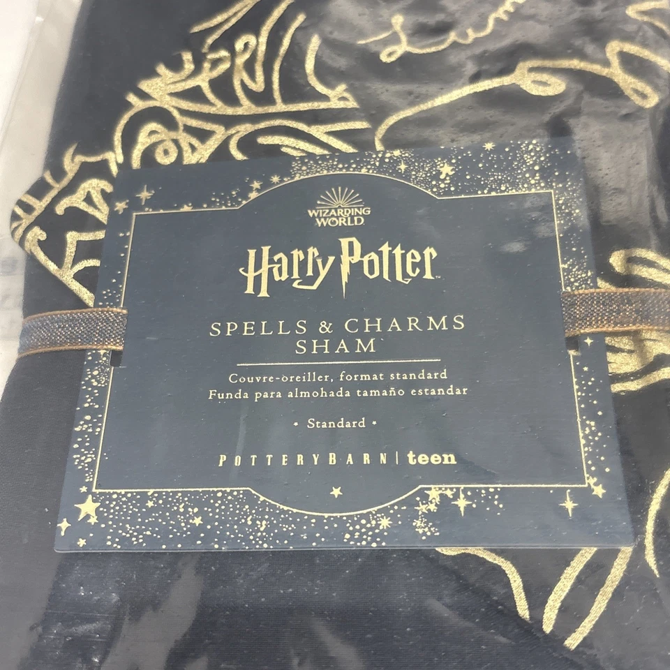 NUEVO Edredón y dijes gemelos Pottery Barn Teen Harry Potter hechizos y dijes, negro/dorado Foto 4 de 4