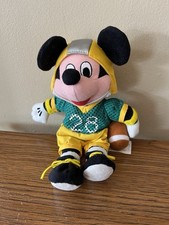Disney Mickey Mouse Football Player Bean Bag Plush Toy 8" Green Yellow