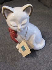 Lene Thun Katzenfigur Bozen mit roter Schleife ca. 20 cm mit Zertifikat