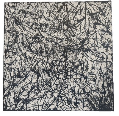 Black White Abstract Painting Modern Minimalism Drip Contemporary Loft Interiors