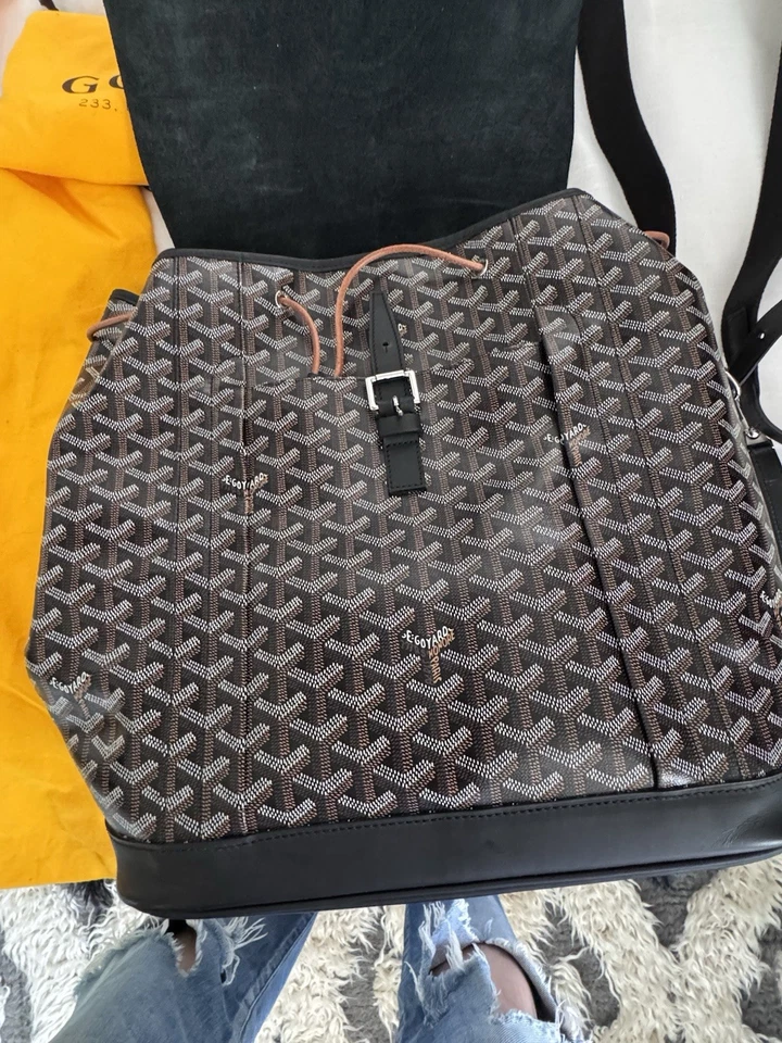 Mochila de viaje de lujo Goyard Alpin mm negra/marrón usada una vez. Casi nuevo Foto 3 de 4