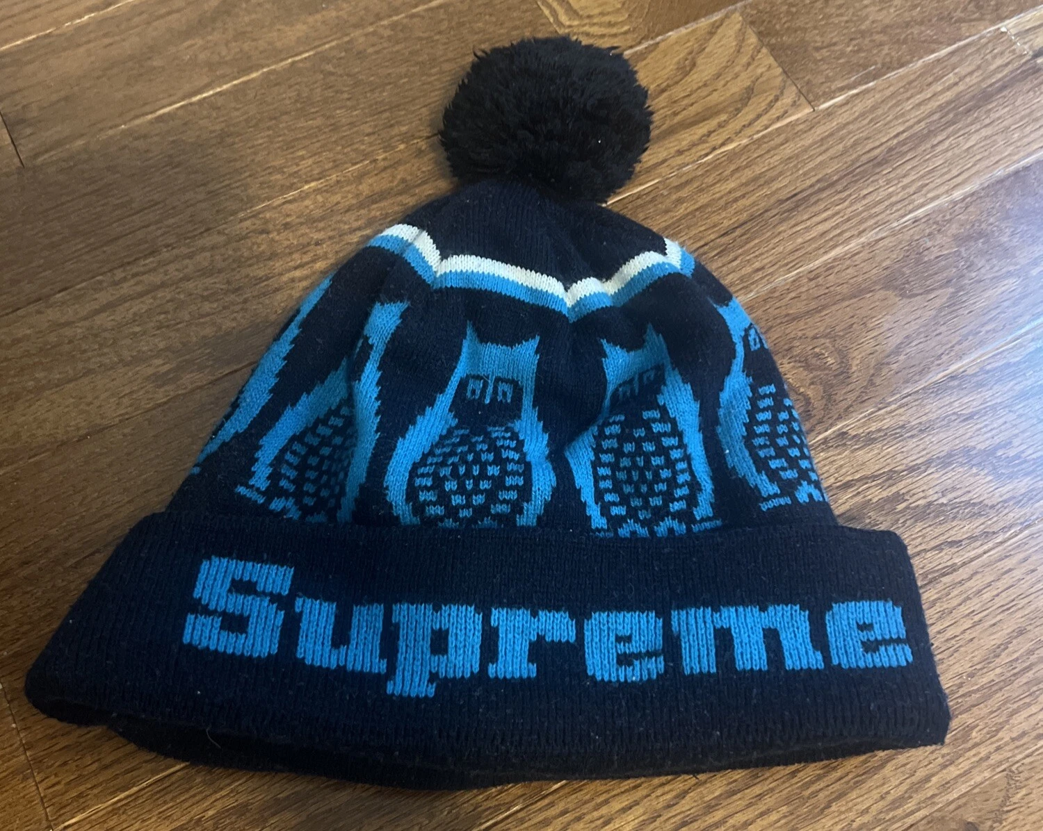 Bonnet Supreme Owl   Bleu/Noir/Blanc   Rare et difficile à trouver !   Livraison gratuite !