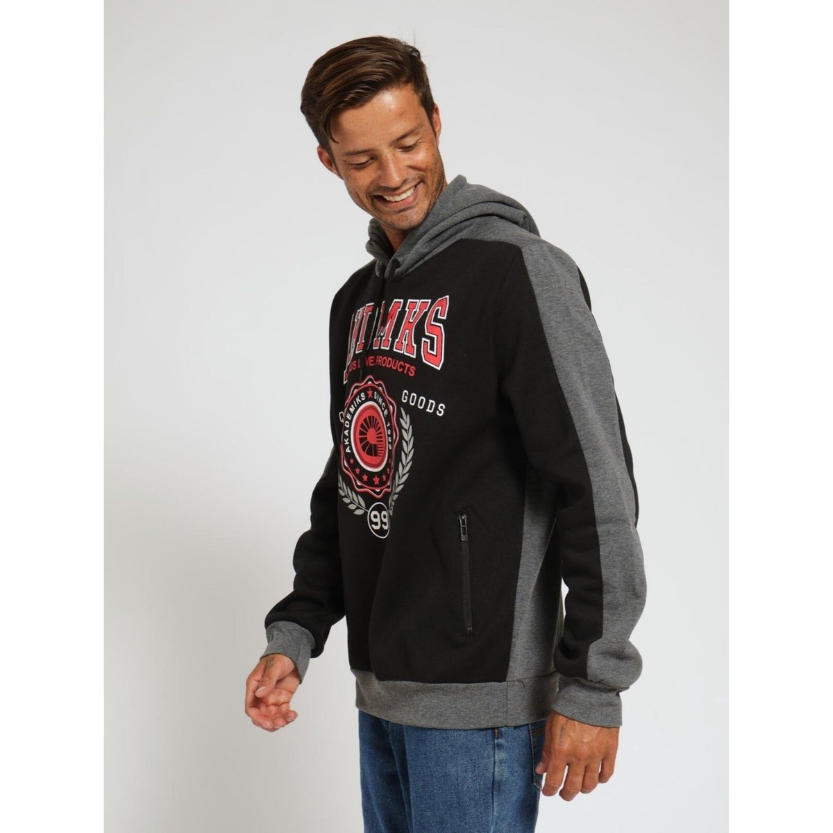 AKADEMICS アカデミックス B系 フーディー Akademiks Big Logo Colorblock Sweatshirt Hoodie Adult X-Large