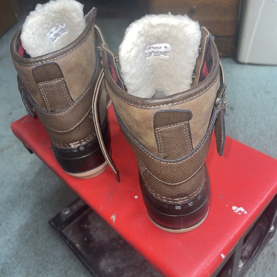 Botas Madden Girl para mujer 7 negras de goma marrón gamuza botas de lluvia con cordones estado AAA Foto 4 de 4