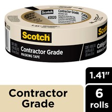 Scotch  Contractor Grade Masking Tape 2020-36AP6, 1.41 in x 60.1 yd 36mm x 55m 