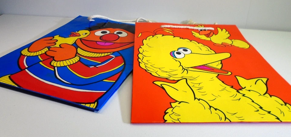 Lote de 2 bolsas de regalo de Sesame Street BIG BIRD & ERNIE 10x8" cumpleaños baby shower Foto 2 de 4