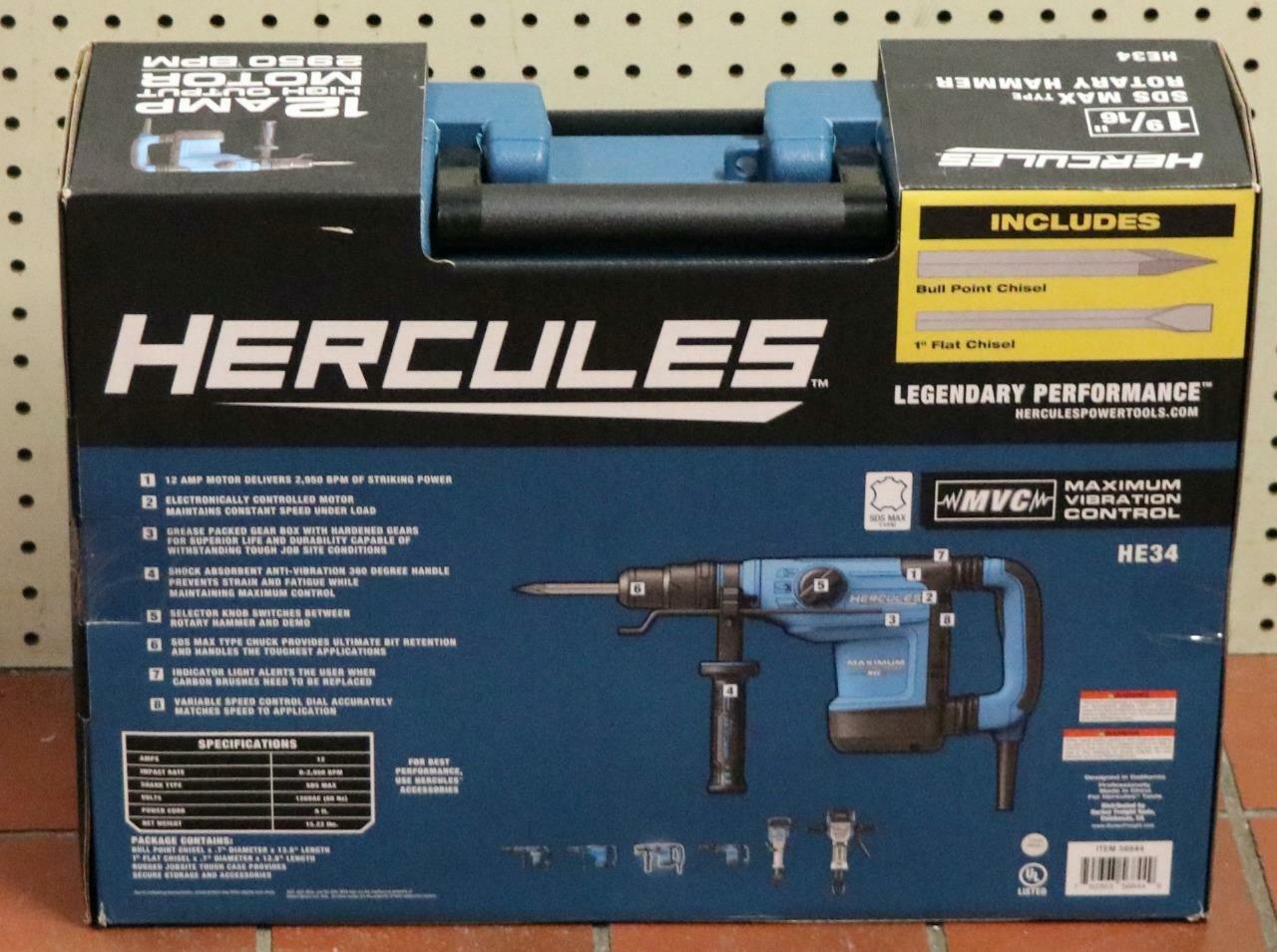 Hercules 12 Amp 1-9/16 in. SDS-Max Type Variable Speed Rotary Hammer with Maximum Vibration Control