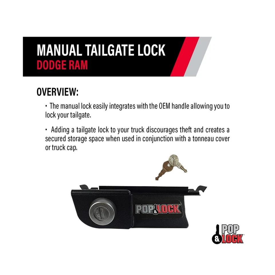 POP & LOCK – Manual Tailgate Lock for Dodge Ram 1500, 2500, and 3500, Fits - Изображение 4 из 4