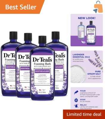 Dr Teal's Foaming Bath with Lavender Epsom Salt, 4 Bottles - Relax & Rejuvenate