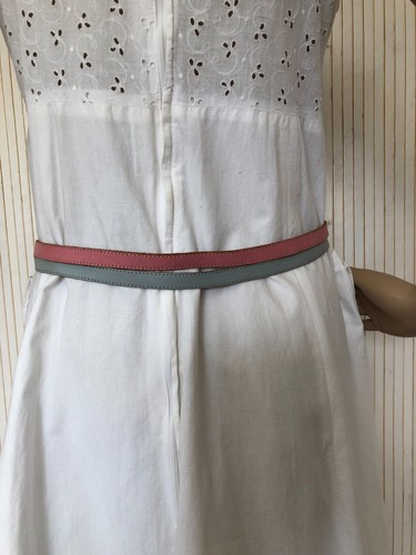 Gürtel Fein Doppelt Leder Grau Und Rosa Pastell Vintage Made IN France CEBR078 - Bild 3 von 12