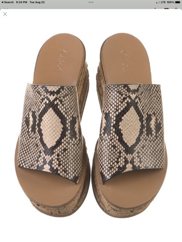 CHLOE Leather Serpent-Print Wedge Slides - Size 7, Euro 37- Excellent Condition - Picture 3 of 5