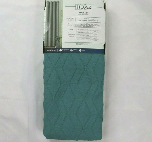 JCP 50 X 84 Beckett Blackout Grommet Curtain Panel Drape Turquoise Blue Green - Picture 7 of 7