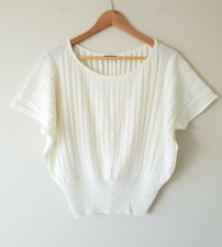 Vintage BROMLEY Cream Stretchy Knit Top SIZE 14 Boho Retro MADE IN AUSTRALIA