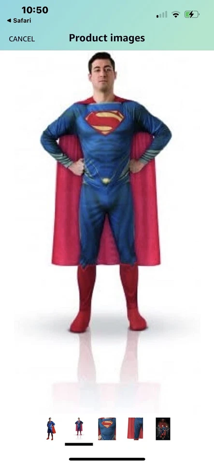 Disfraz Rubíes Superman Hombre de Acero Adulto Mediano Con Músculos Incorporados Sin Capa Foto 2 de 4