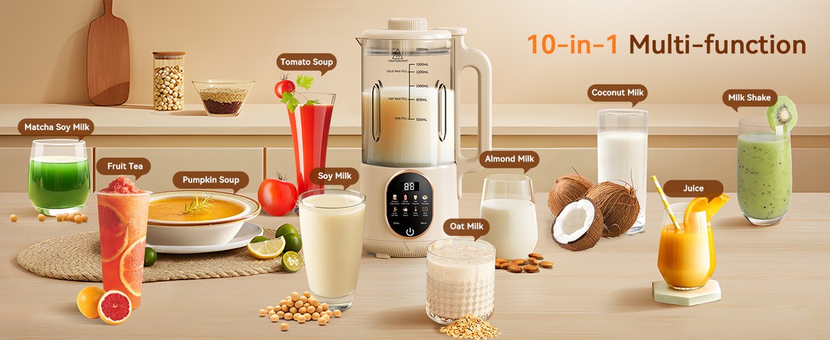 Soy Milk Maker Homemade Almond Milk Maker 40oz 8-in-1 Nut Milk Maker ...