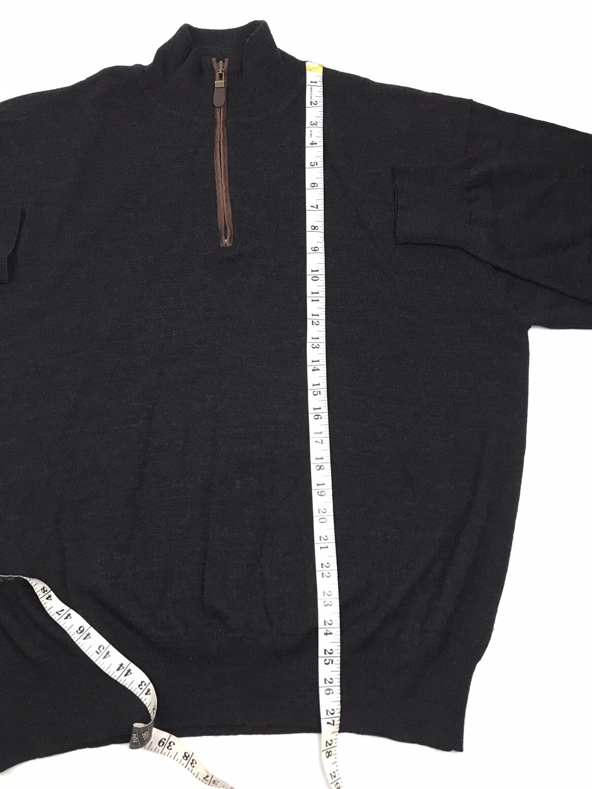 Orvis Mens Xl Heather Black Wool Zip Sweater Jumper P Gem