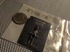 Sterling Silver Birthstone Baby Boy Pendant Charm w/Colored Cubic Zirconia Stone