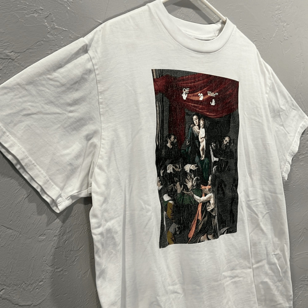 Off-White Caravaggio Painting White Graphic Tee  - RARE Designer T-Shirt - EUC image 6