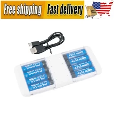 PUJIMAX 4255mWh 1.5V 8-Pack Rechargeable Lithium AA Batteries with Fast Charger