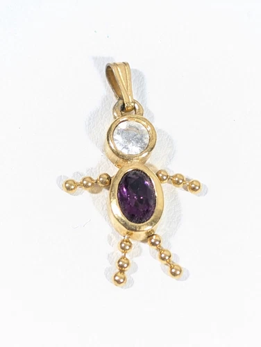 Vintage Avon Purple Birthstone Rhinestone Child Boy Girl Pendant Charm