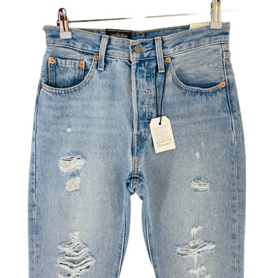 Levi's 501 S Pour Femme - Coupe Skinny Taille Haute - Jeans Droit Distressed Lightwash Bleu - Taille W27 L30