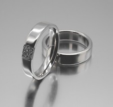 Platin Ring 950 mit Gold und Osmium Square Platinring 950 mit Osmium Square