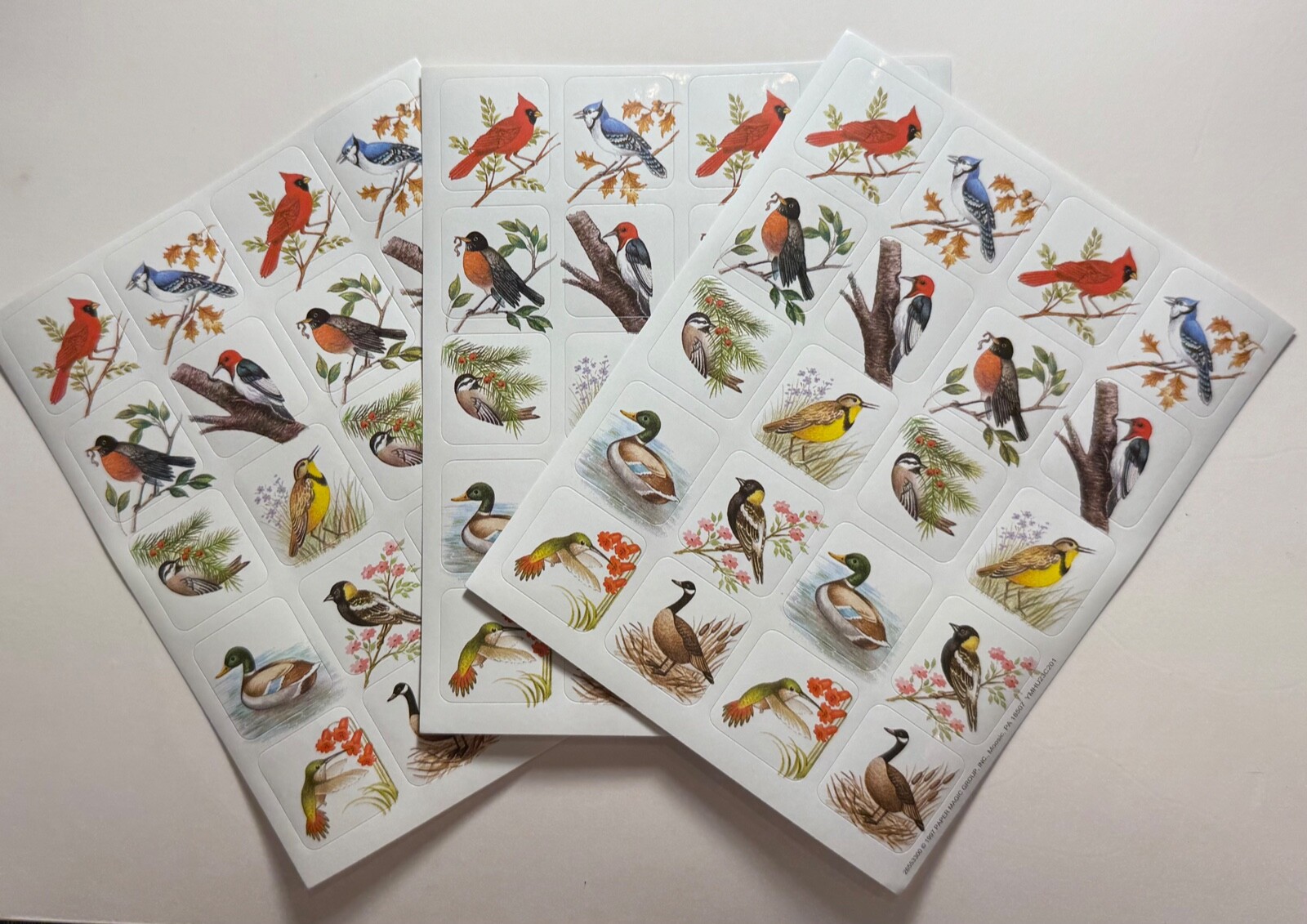 Lot of 3 New Full Sheets | Vintage 1997 Outdoor Bird Duck Worm Floral Stickers