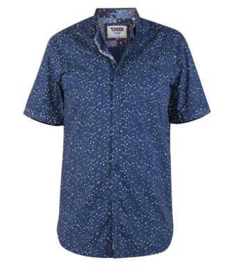 D555 Duke Herren Marine Kurzarm Hemd mit Micro Print S M L XL XXL (101102-R)
