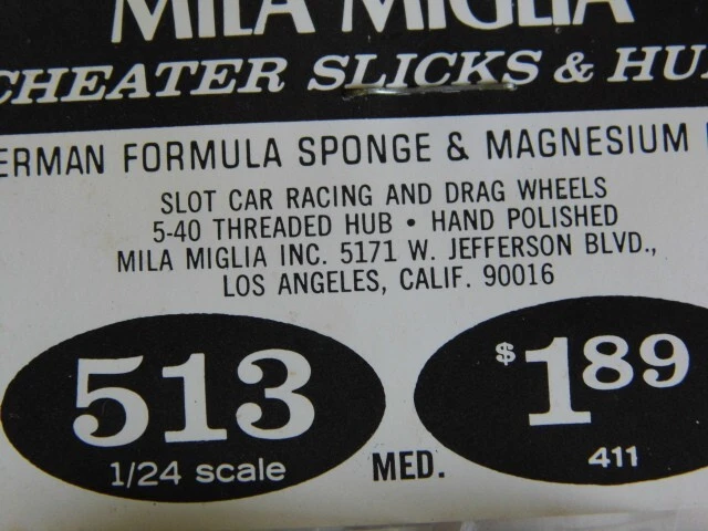 2 пары винтажных трассовых автомоделей Mila Miglia 513 Cheater slicks & Mag. ступицы шины новые из старых запасов - Изображение 4 из 4
