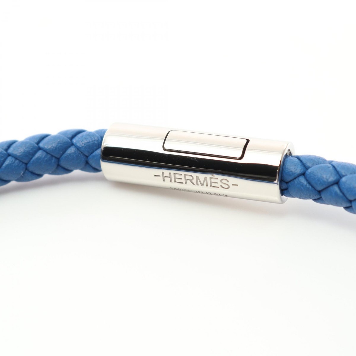 HERMES 【Goliath bracelet】メンズ ブレスレット HERMES Goliath Bracelet leather Stainless Steel Blue Used
