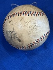 Babe Ruth Single Signed Autographed Red & Blue Stitched Baseball JSA Authentic