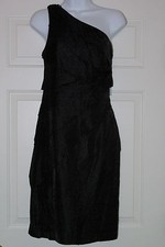 LONDON TIMES WOMENS 8 MED ONE SHOULDER SHUTTER PLEAT BLACK DRESS EVENING PARTY