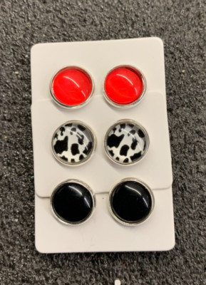 3 Paar verschiedene Farben Handarbeit versilbert 10mm Acryl/Glas Ohrringe