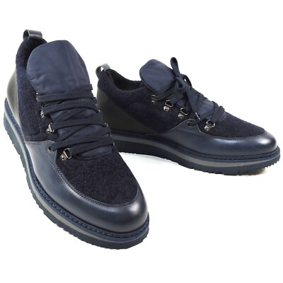 PRINCIPE DI BOLOGNA   MEN'S BLUE LEATHER COMFORT WINTER SNEAKERS 42.5 EU