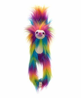Large 19 Rainbow Shaggy Sloth Plush Toy Soft Locking Hands