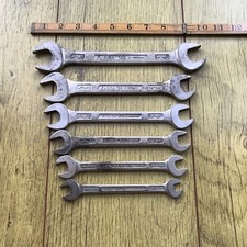 6 Vintage Elora No 100 -12 To 18whitworth Open Ended Spanners. No 1 6 Vintage Elora No 100 -12 To 18whitworth Open Ended Spanners. No 1