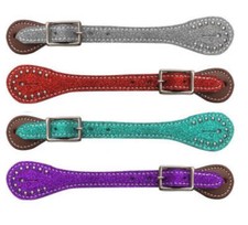 New Showman Women's GLITTER OVERLAY SPUR STRAPS Horse barrel racing 4 COLORS 