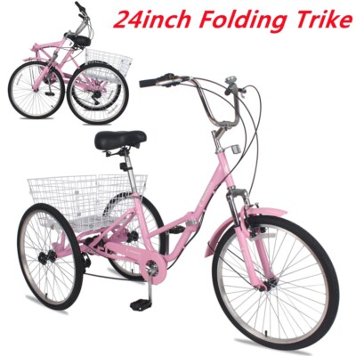 #ad #ad Adult 24#x27;#x27; Foldable Tricycle Folding Tricycle 7 Speed 3 Wheeler Bikes For Adults $157.00
