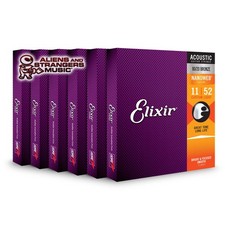 6 Sets Elixir NANOWEB 80/20 Bronze Acoustic 11027 Custom Light .011-.052