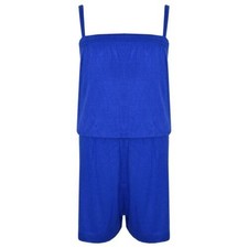 Kids Girls Plain Blue Color Playsuit Trendy All In One Jumpsuit New Age 5-13 Yr