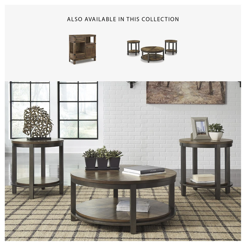 Gabinete informal con acento Roybeck diseño exclusivo de Ashley marrón claro/bronce Foto 4 de 4