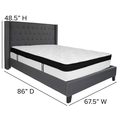 Flash Furniture Riverdale Tufted Queen Platform Bed in Beige - Picture 3 of 6